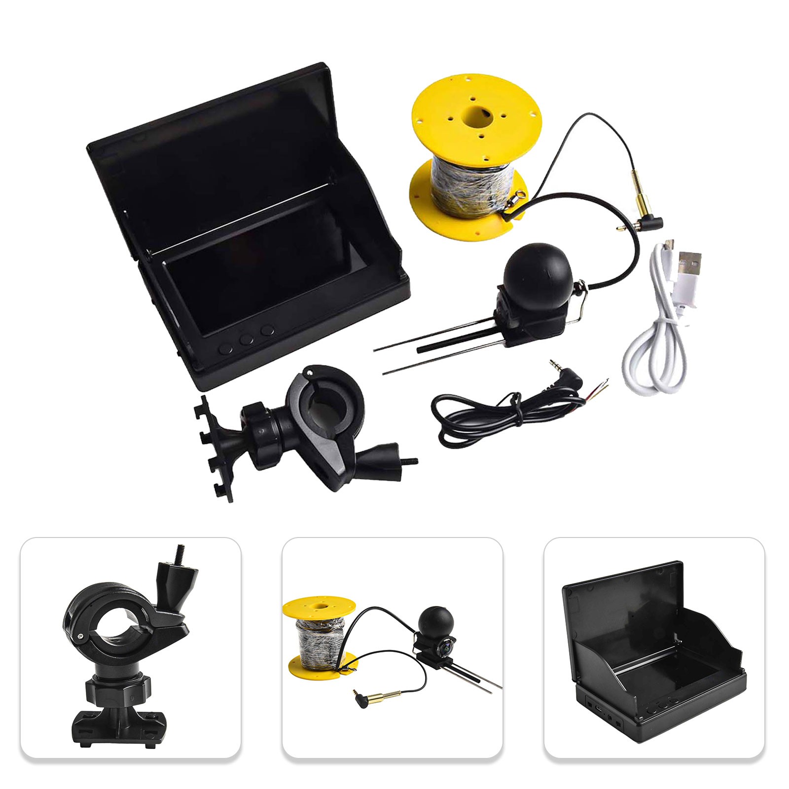 Fule 4.3inch 12-25V IPS HD Screen Underwater 220° Fish Depth Finder Camera